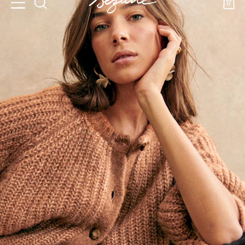 Sezane Emile cardigan in mottled camel